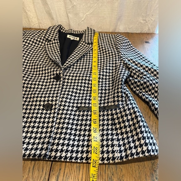 LES AILES DE LA MODE vintage black and white houndstooth blazer size 11 - Picture 4 of 10